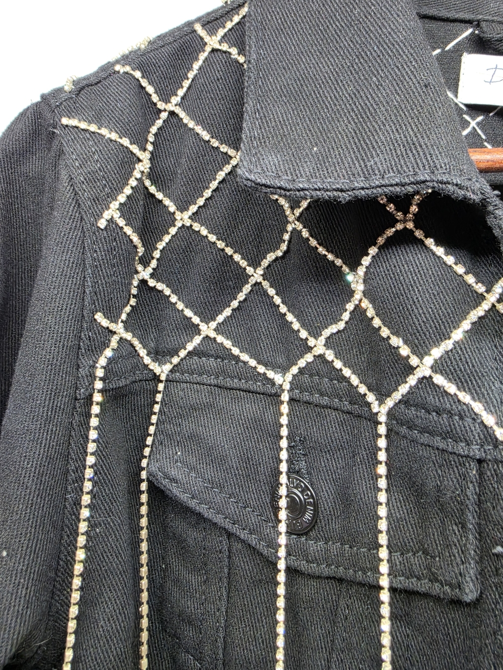Rhinestone Cropped Jacket Black XL NWT Y2K Glam Denim Blvd - Picture 7 of 13